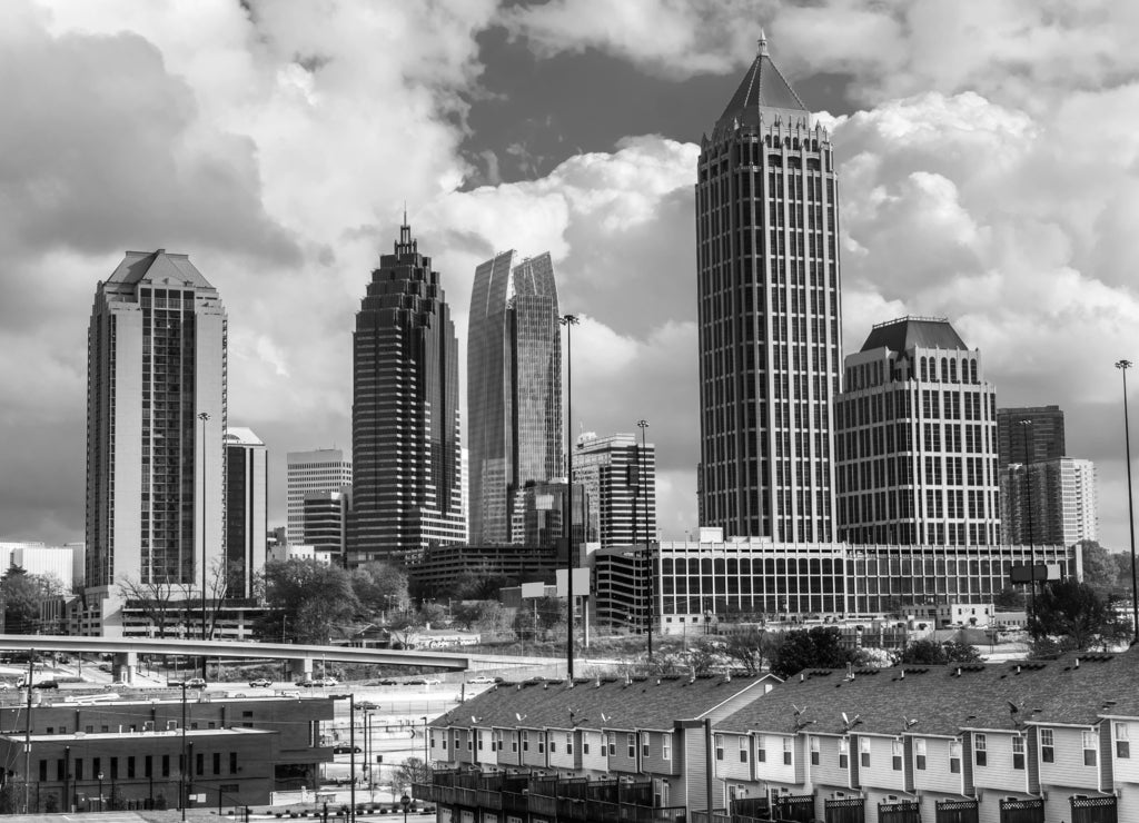 Atlanta, Georgia, USA in black white