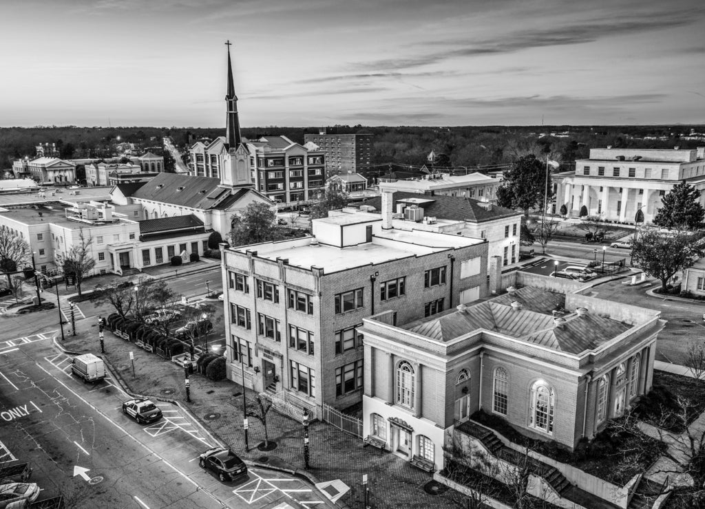 Athens Georgia Townscape in black white