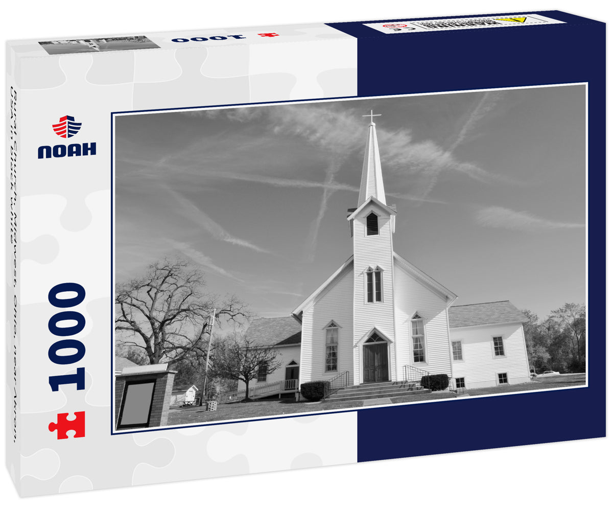 Rural Church, Midwest, Ohio, near Akron, USA in black white