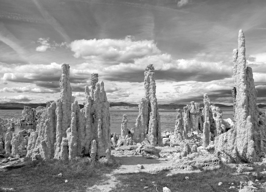 Tufa Towers, Mono Lake, California in black white