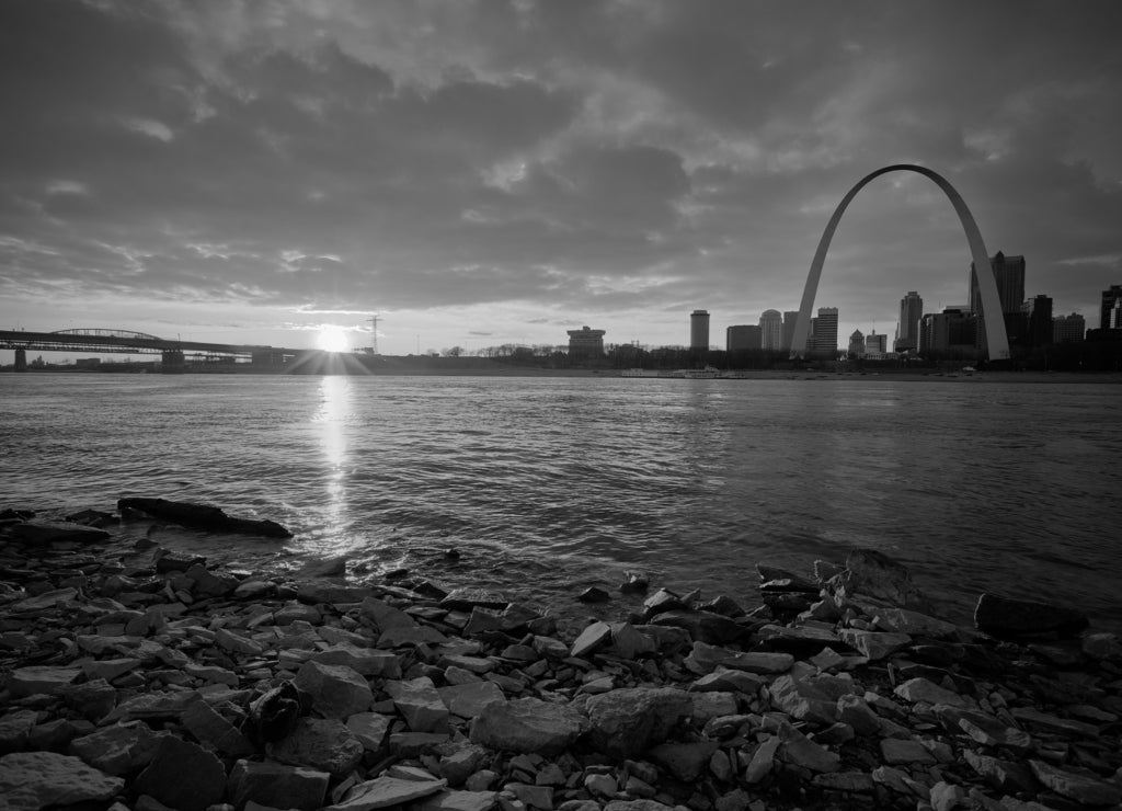 View of the Gateway Arch - St Louis, Missouri in black white