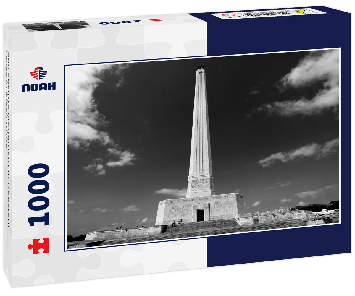 San Jacinto Monument in Houston, Texas in black white
