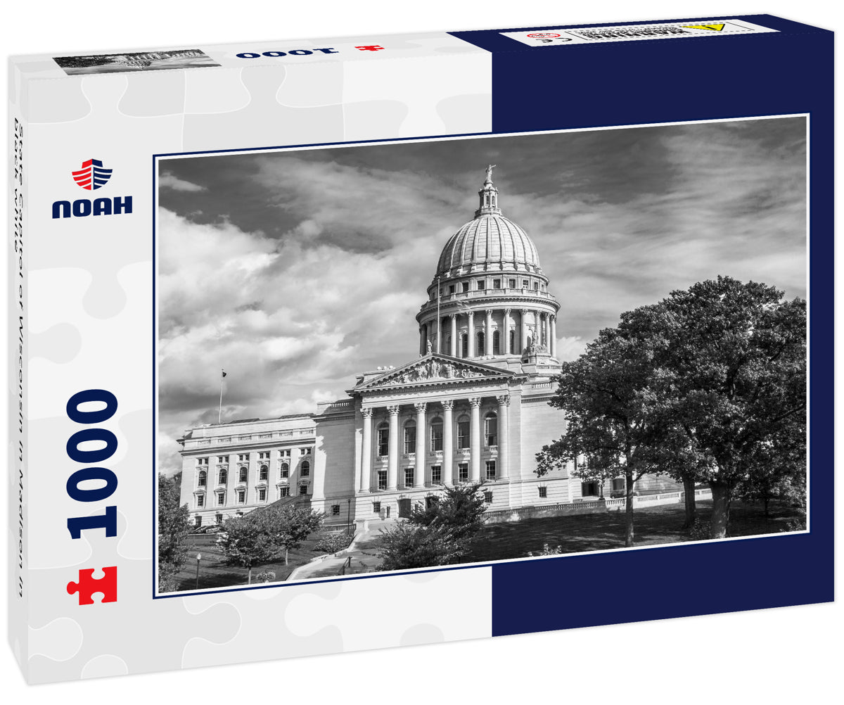 State Capitol of Wisconsin in Madison in black white