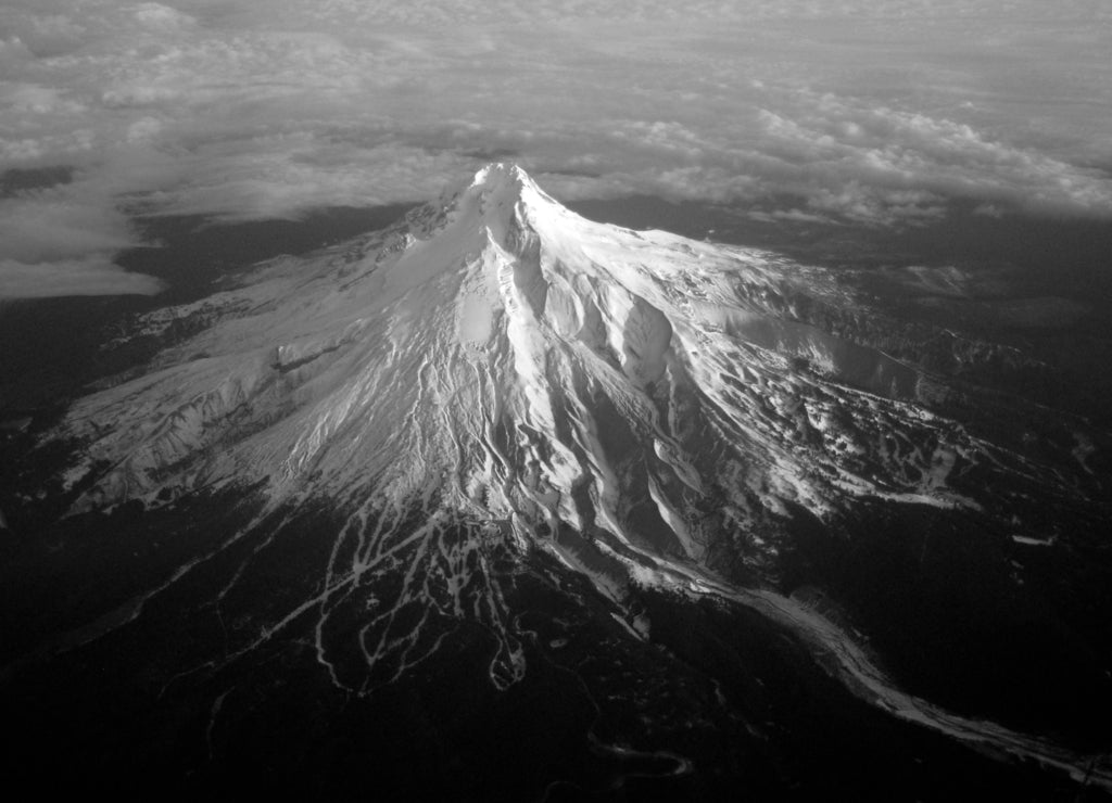 Mount Hood, Oregon in black white