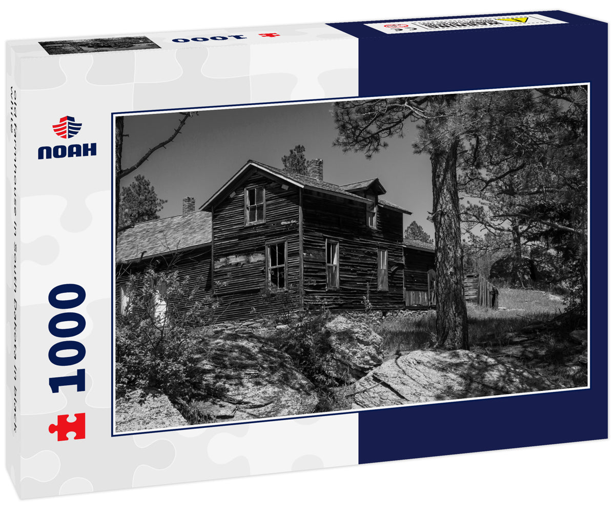 old farmhouse in South Dakota in black white