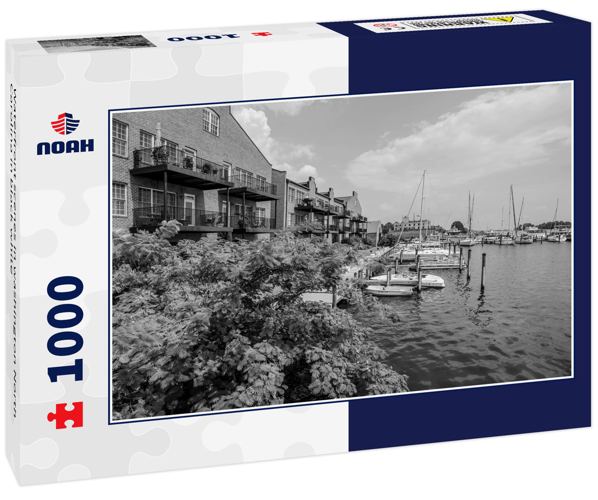 Waterfront scenes in washington North Carolina in black white