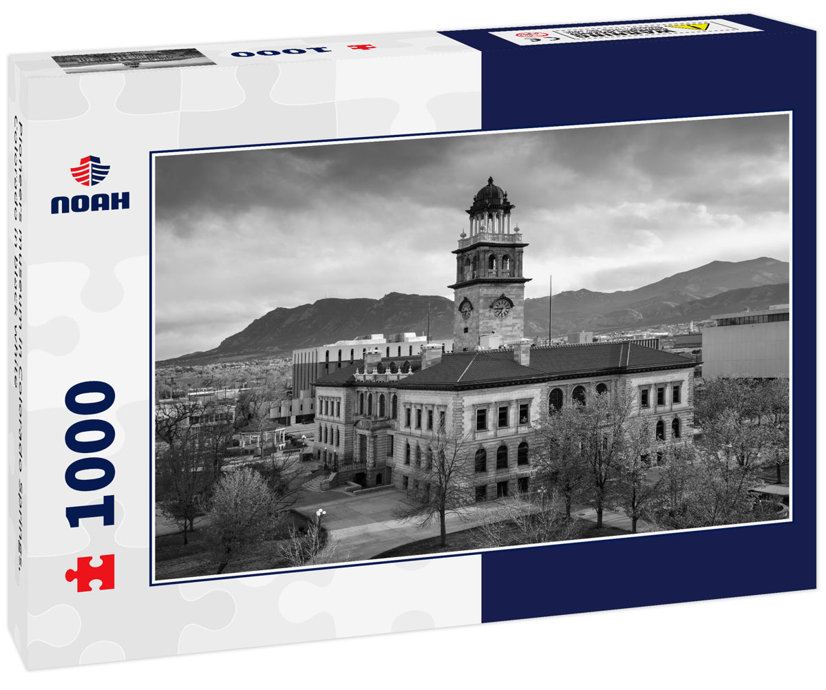 Pioneers museum in Colorado Springs, Colorado in black white