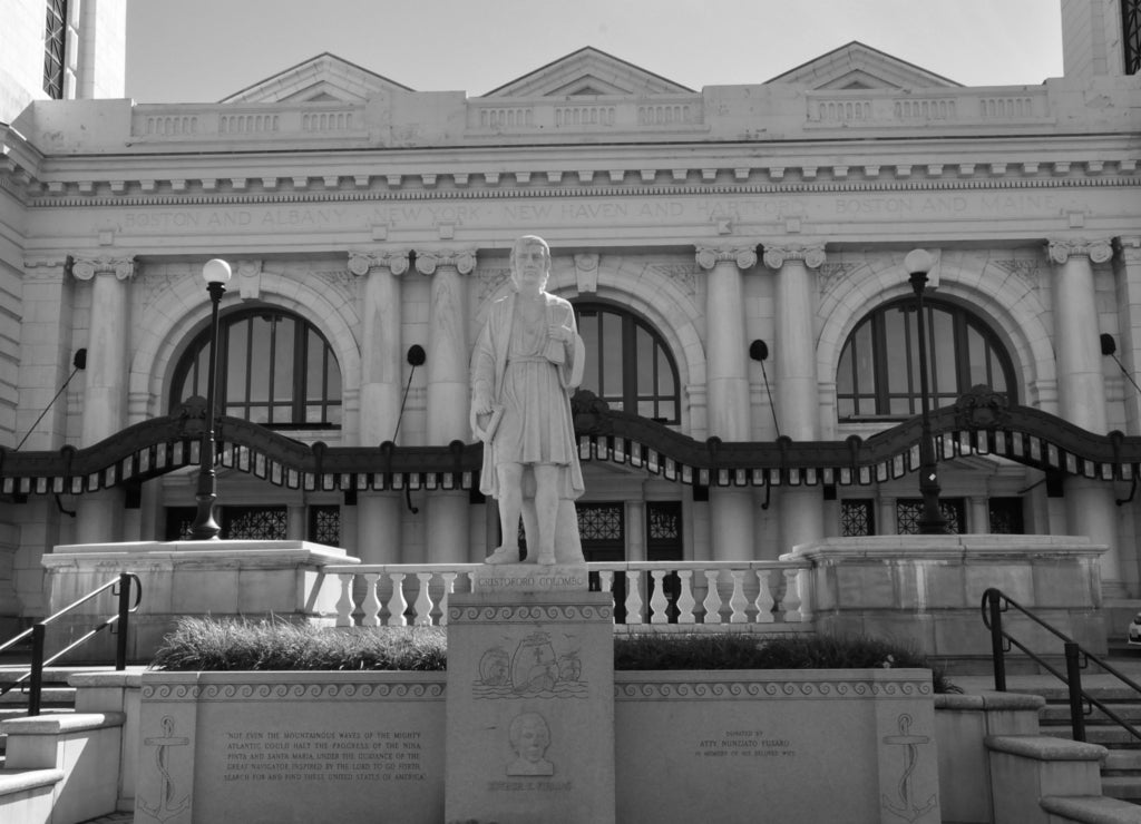 Union Station in Worcester, Massachusetts in black white