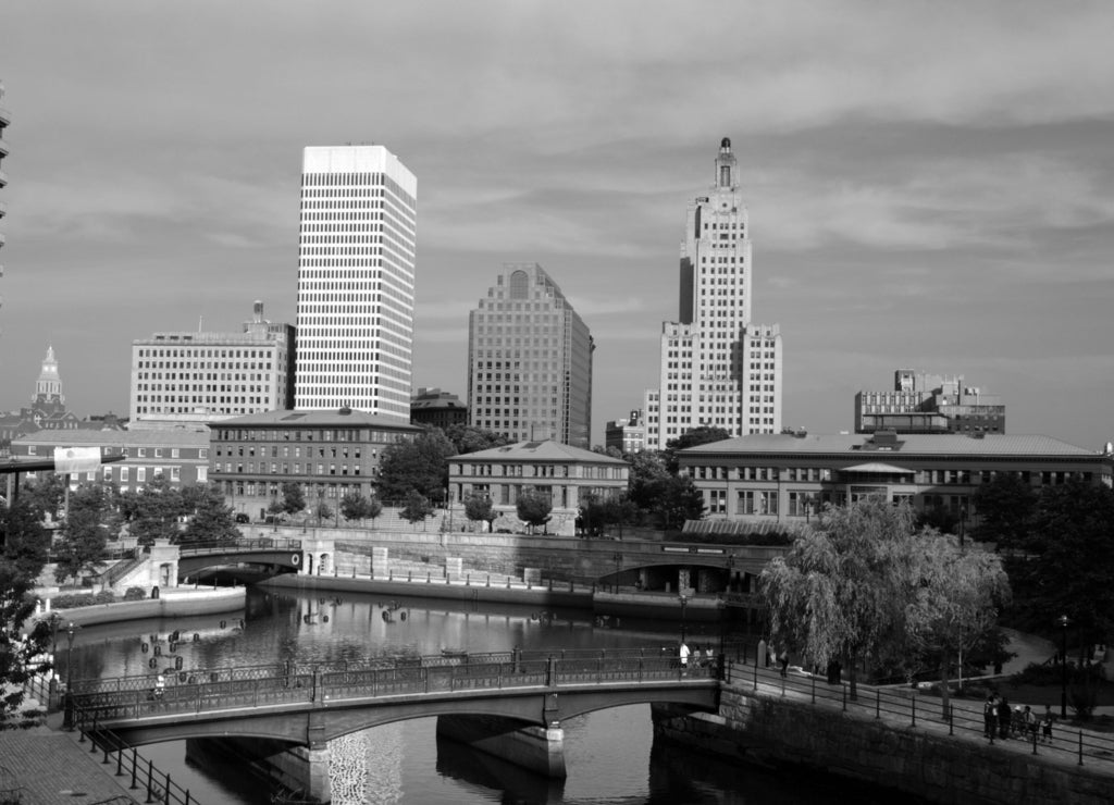 Providence, Rhode Island in black white