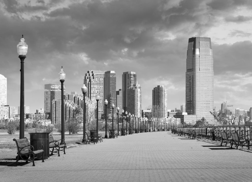 Liberty State Park New Jersey City in black white