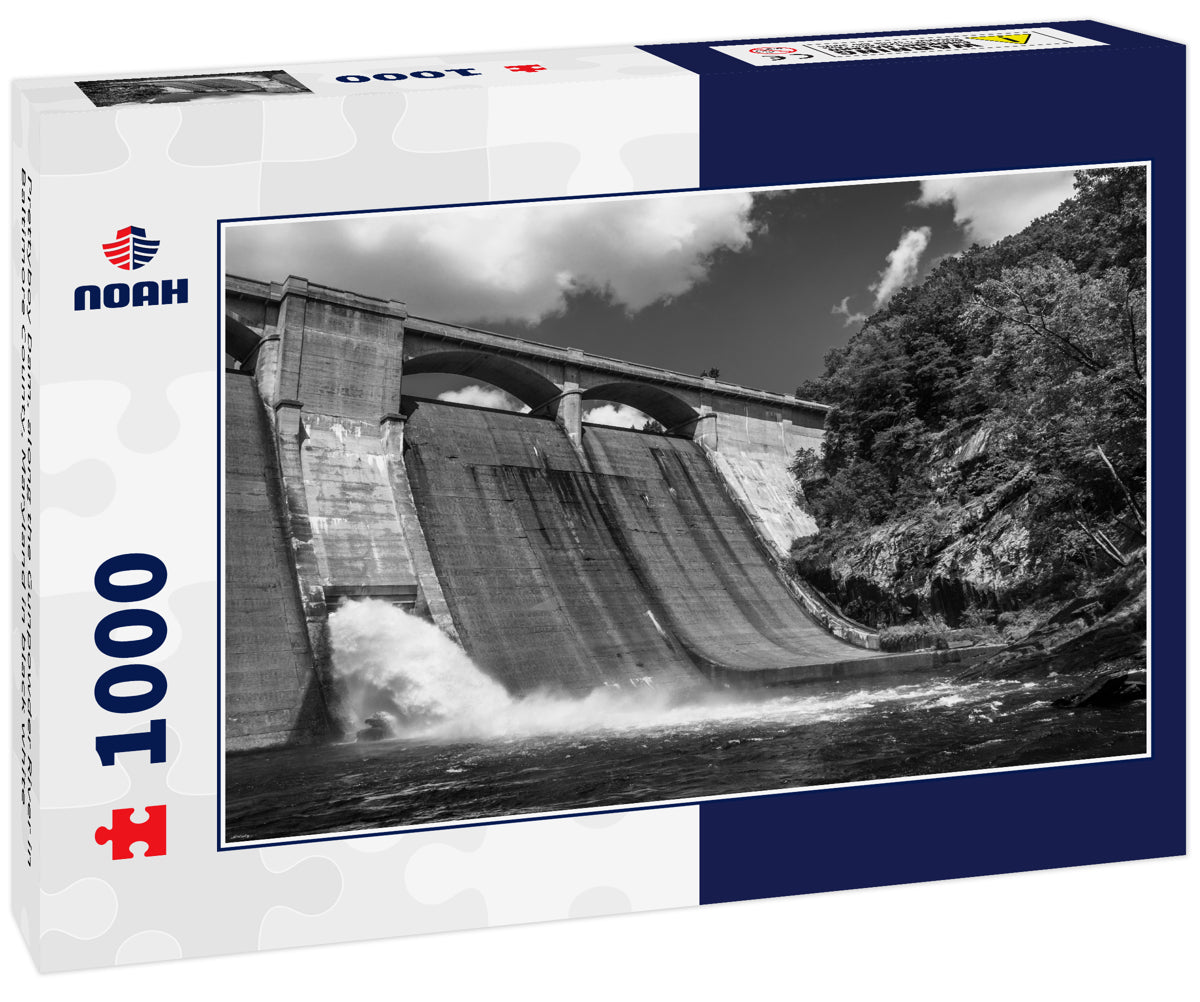 Prettyboy Dam, along the Gunpowder River in Baltimore County, Maryland in black white