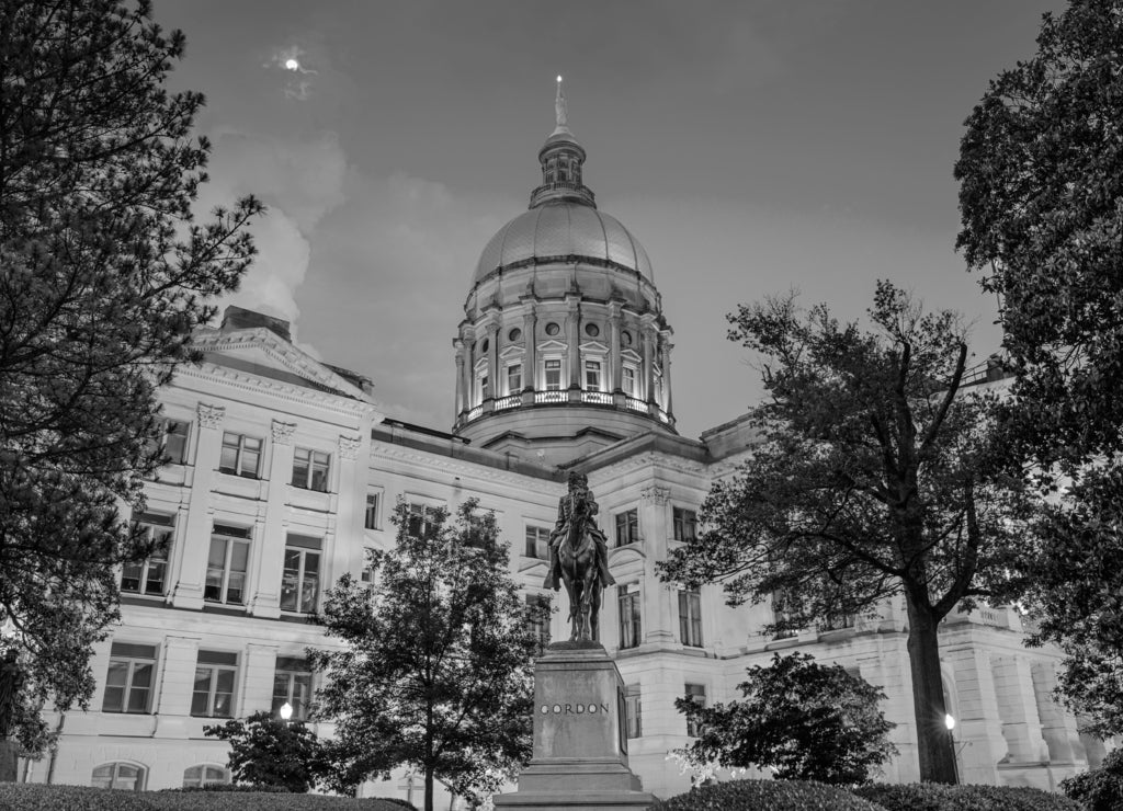 Georgia State Capitol in Atlanta, Georgia in black white