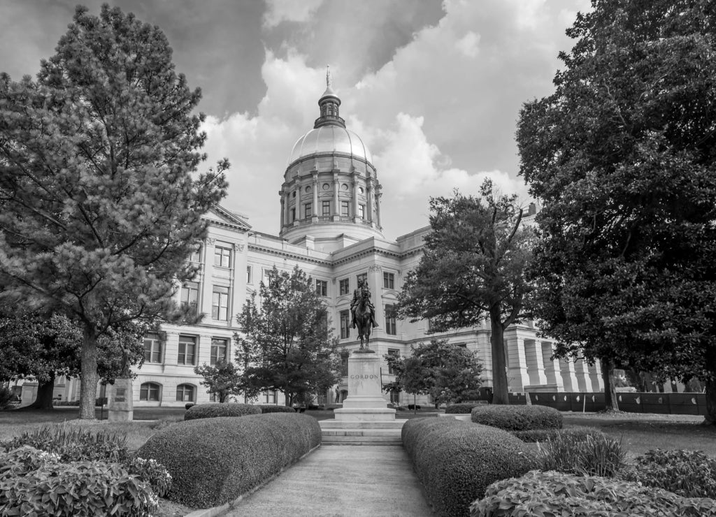 Georgia State Capitol Building in Atlanta, Georgia in black white