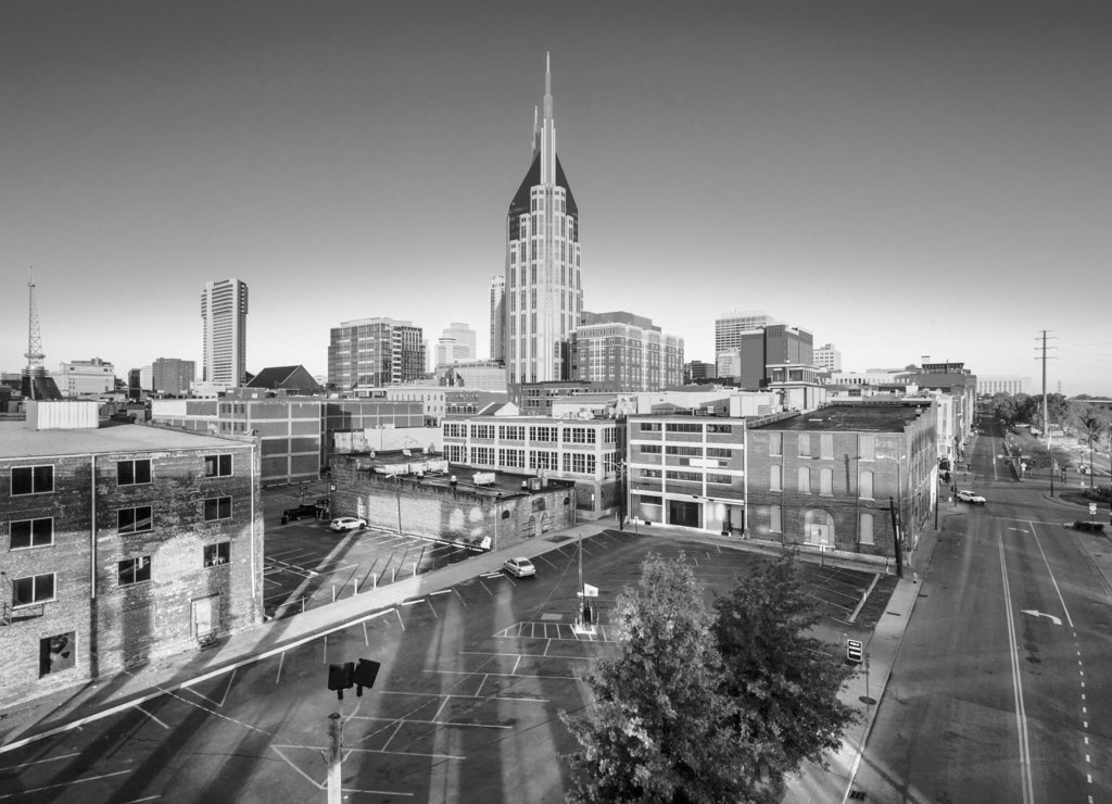 Nashvillle, Tennessee in black white