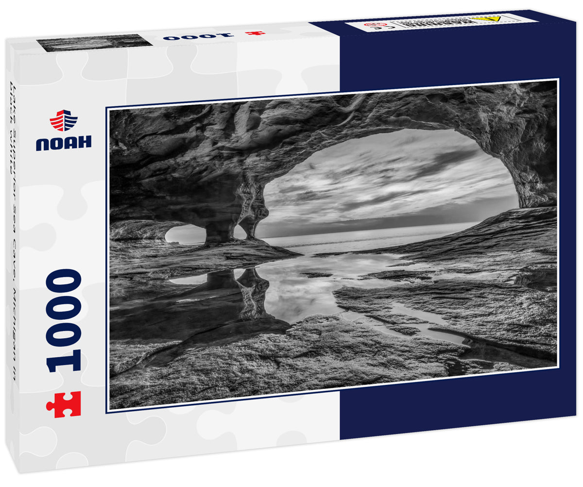 Lake Superior Sea Cave, Michigan in black white