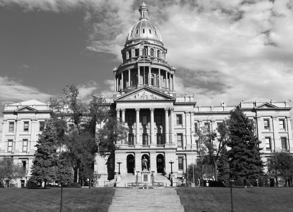 State Capitol of Colorado, Denver in black white