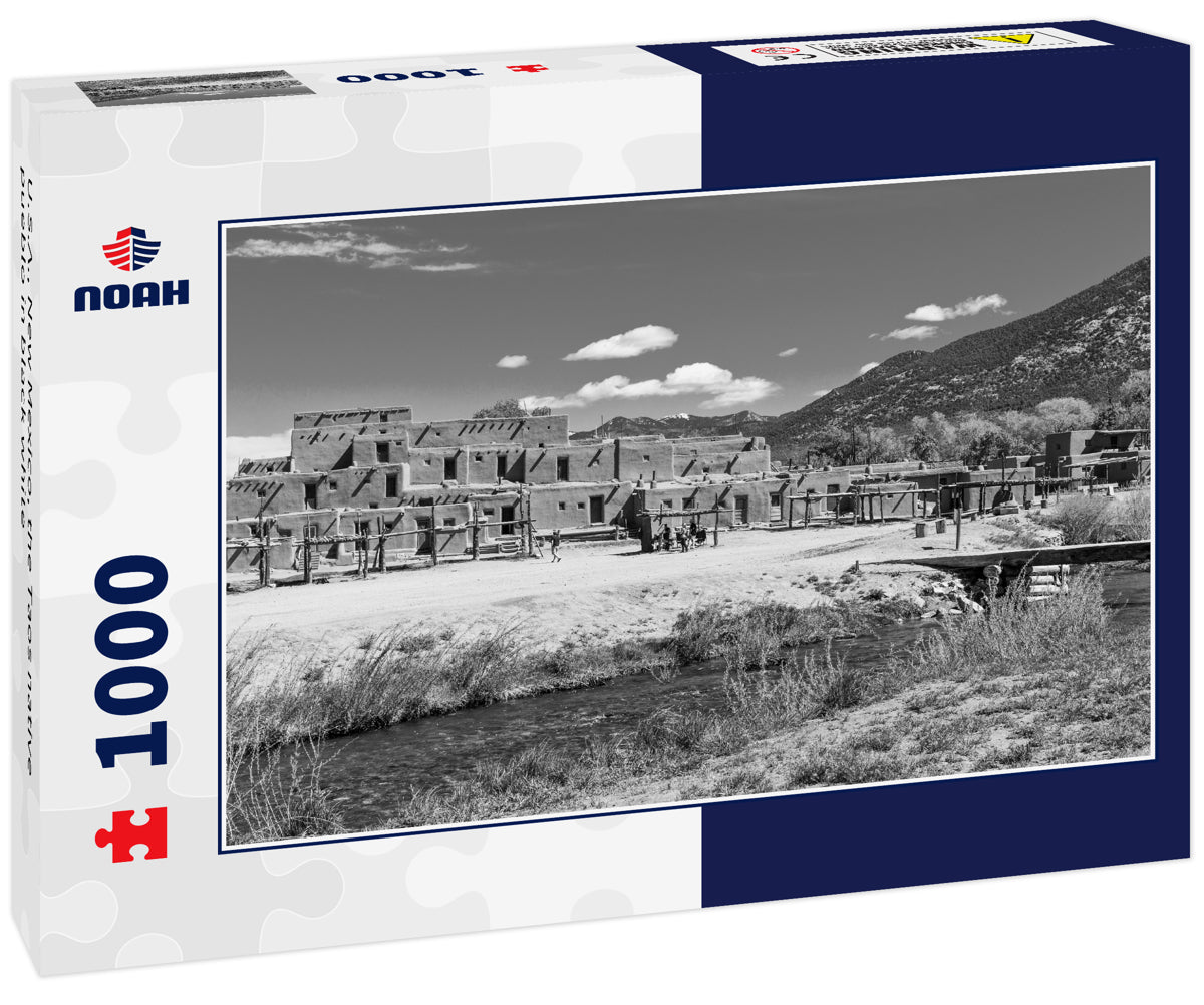 U.S.A., New Mexico, the Taos native pueblo in black white