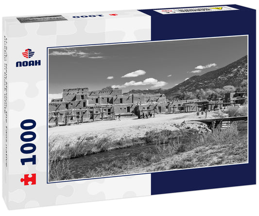 U.S.A., New Mexico, the Taos native pueblo in black white