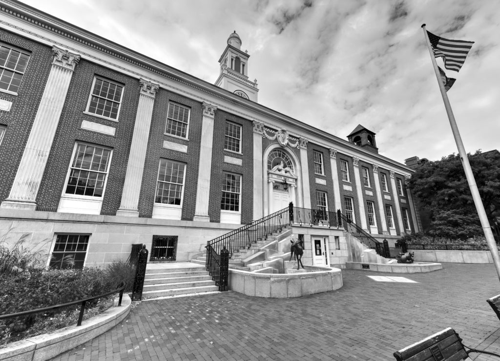 Burling Vermont City Hall in black white