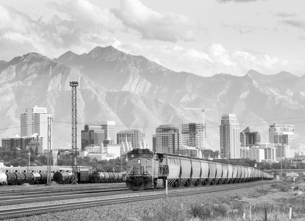 Salt Lake City, Utah in black white