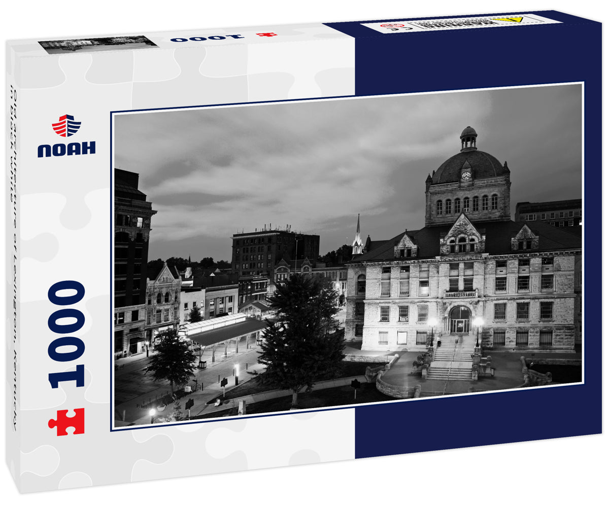 Old architecture of Lexington, Kentucky in black white