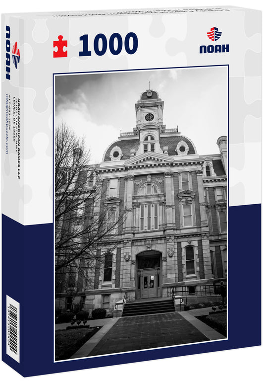 County Capitol building in Noblesville Indiania in black white