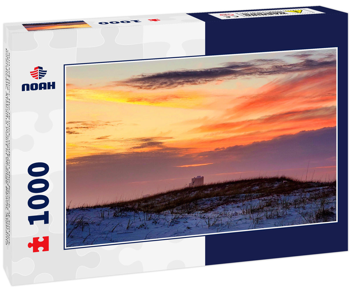 Sunset over the Dunes, walk on the beach at sunset, view of the setting sun over the sand dunes from the boardwalk, Alabama Point in Orange Beach, Alabama