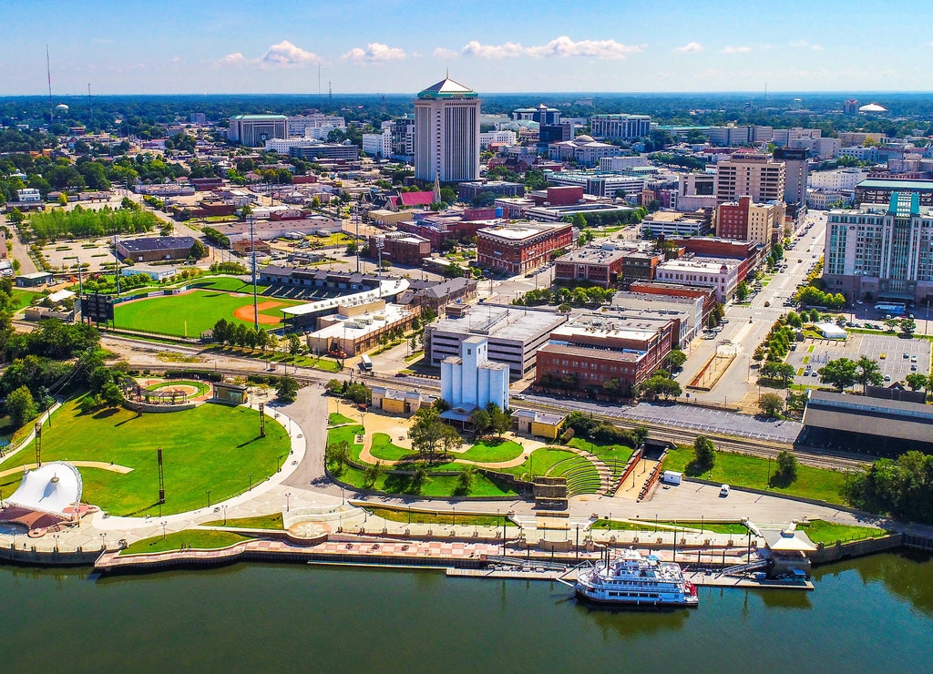 Aerial View of Downtown Montgomery, Alabama, USA Skyline