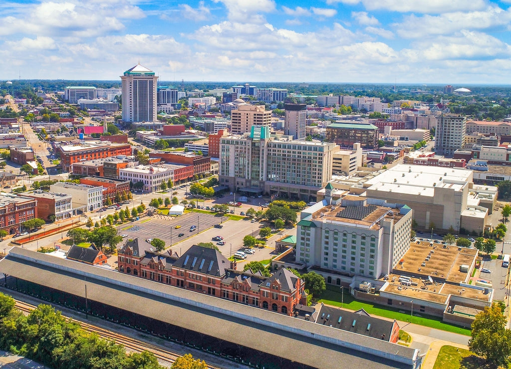 Montgomery, Alabama, USA Downtown Drone Skyline Aerial