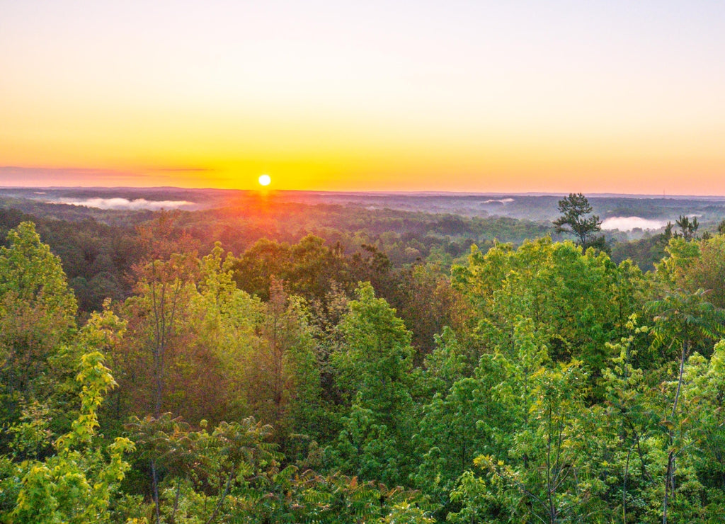 Sunrise from scenic overlook near Cheaha Mountain State Park in Talladega National Forest in Alabama, USA