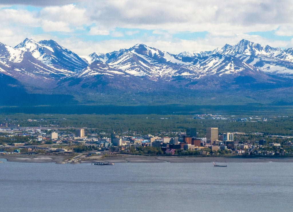 Anchorage, Alaska during May with winter slowing melting away