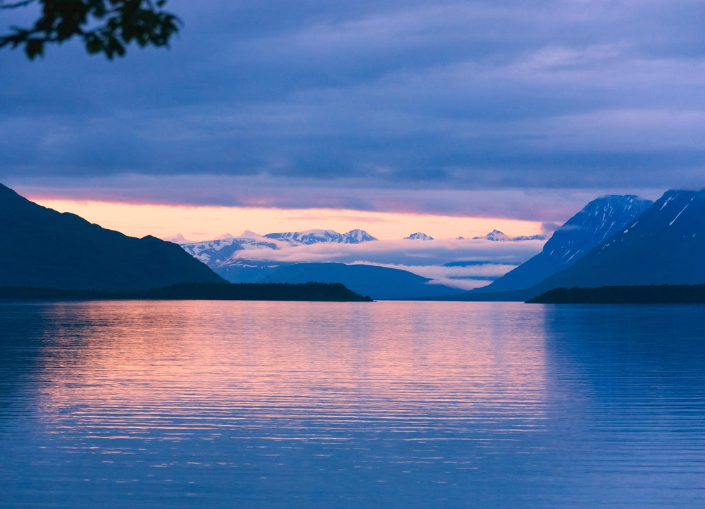 Landscape of Naknek Lake at sunrise, Katmai National Park, Alaska, USA