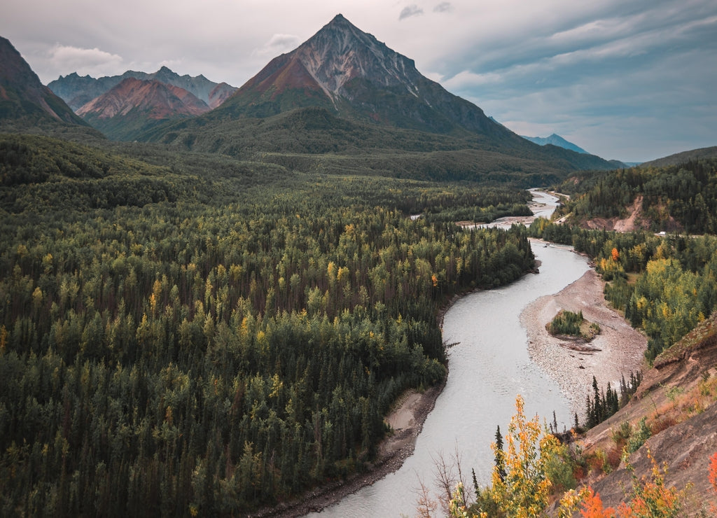 Glacier View in Alaska looking down the Matanuska River