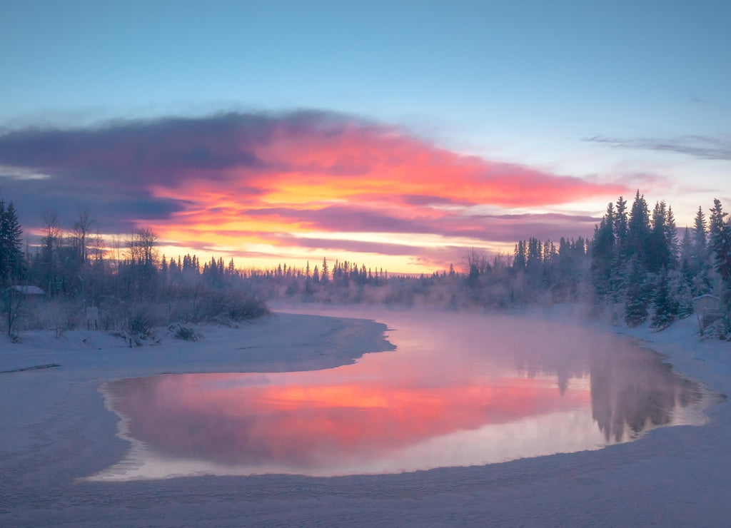 Sunset over Chena River, Fairbanks, Alaska