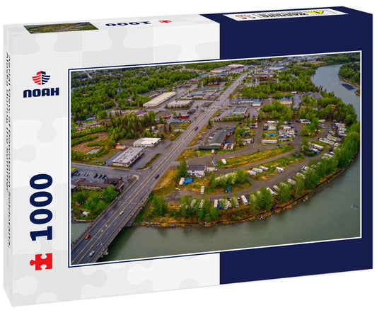 Aerial View of Downtown Soldotana, Alaska during the Summer