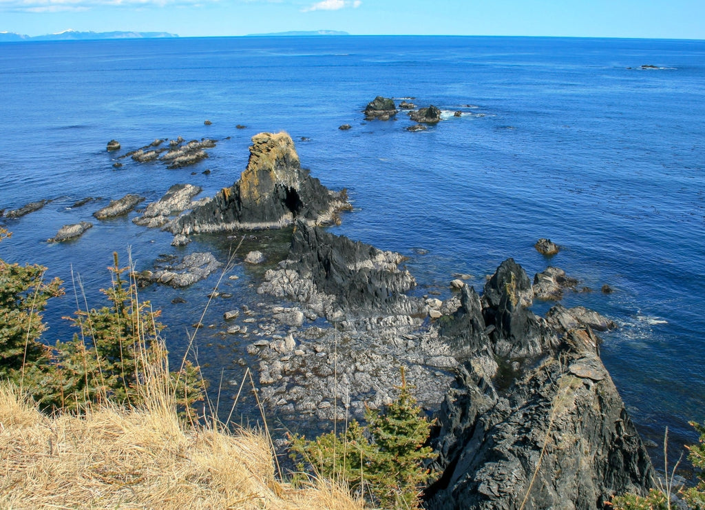 A cave in Monashka Bay off the shore of Kodiak, Alaska