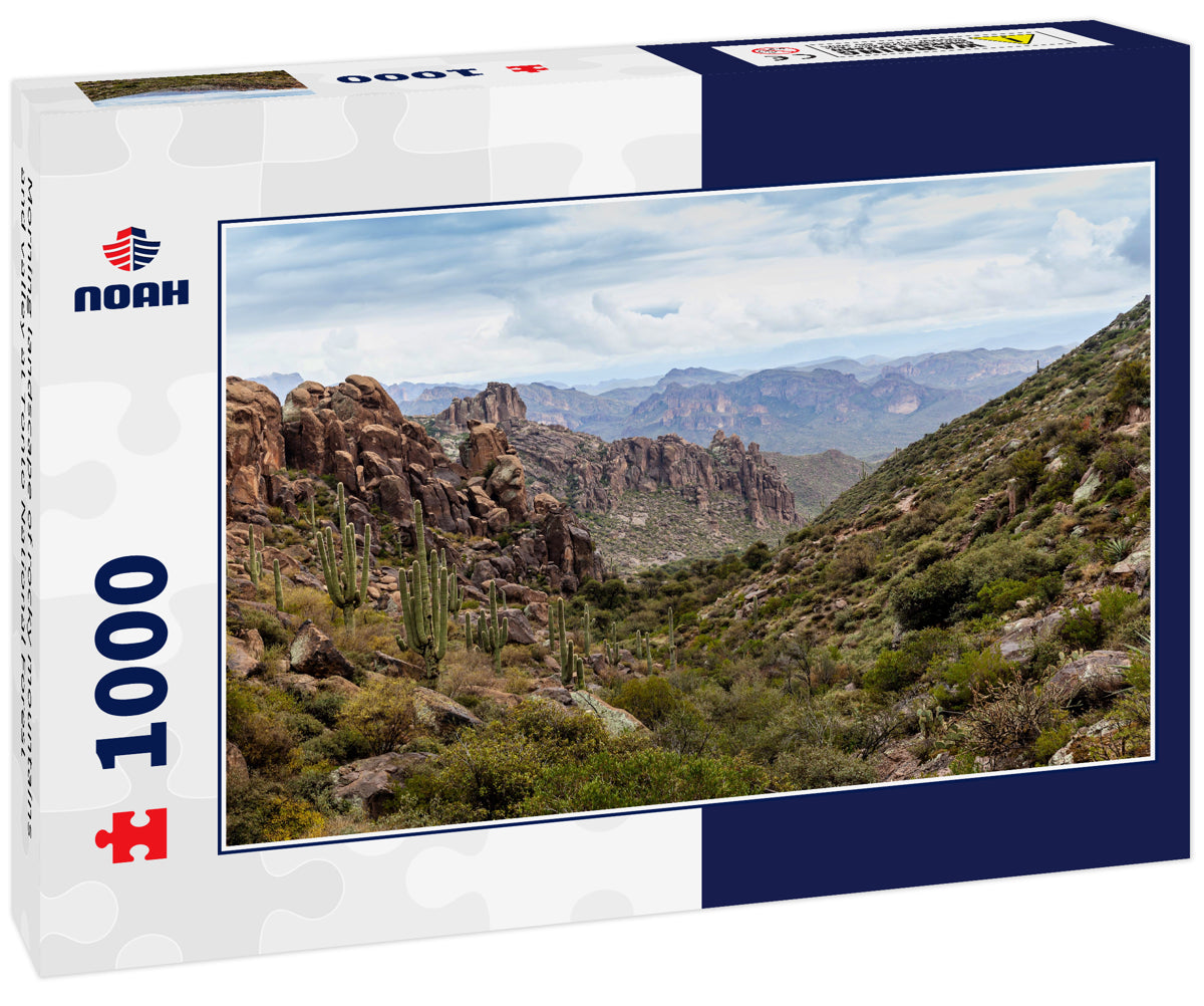 Morning landscape of rocky mountains and valley at Tonto National Forest