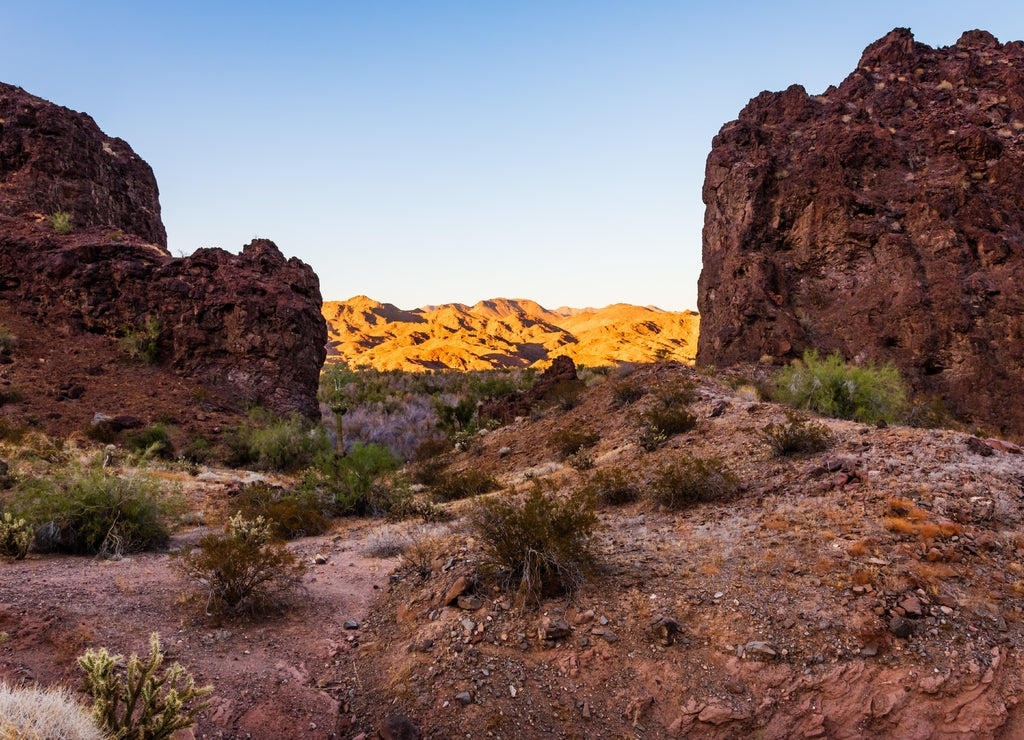 Desert mountains near Bill Williams River National Wildlife Refuge in Parker Arizona