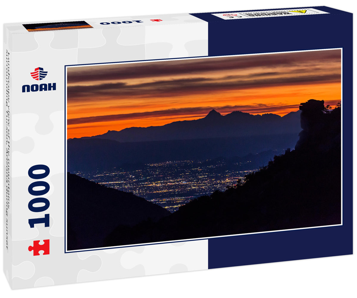 Landscape view of the mountains surrounding Tucson, Arizona during sunset