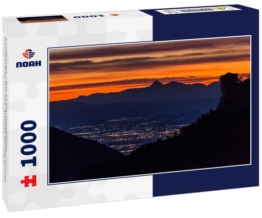 Landscape view of the mountains surrounding Tucson, Arizona during sunset