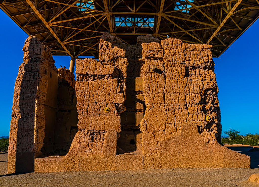 Casa Grande Ruins National Monument in Arizona. Sonoran Desert Hohokam 'Great House'
