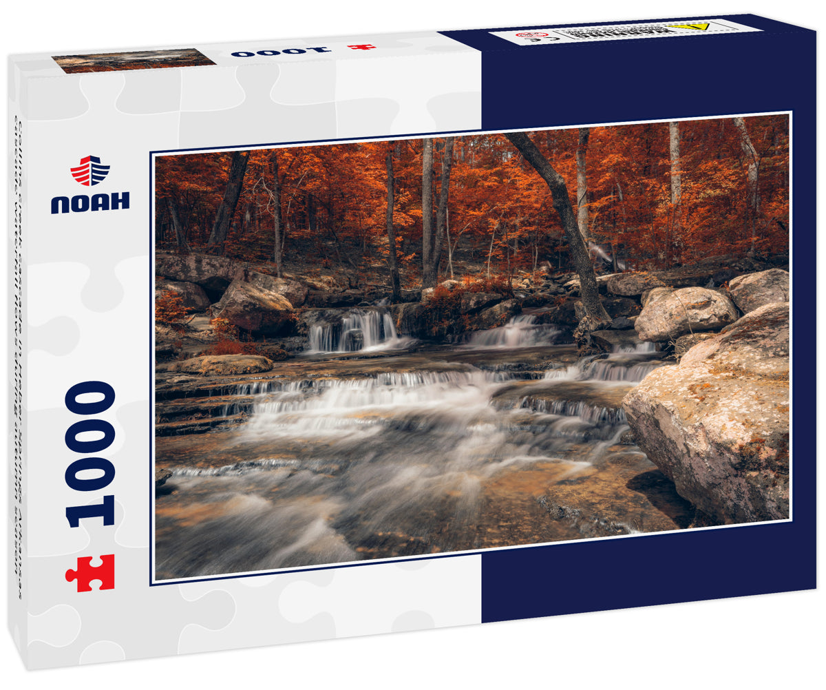 Collins creek cascade in Heber Springs Arkansas cascade waterfall flows during autumn season