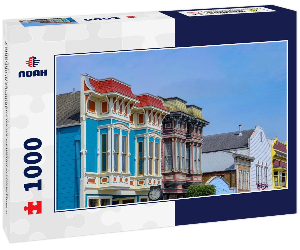 Colorful houses in Ferndale in Humboldt County, California, USA, famous for its Victorian architecture, a sunny day in summer