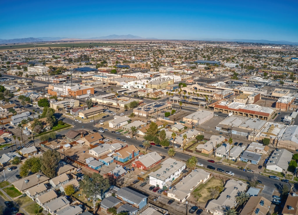 Aerial View of Downtown El Centro, California in the Imperial Valley