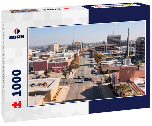 Afternoon aerial skyline view of downtown Bakersfield, California, USA