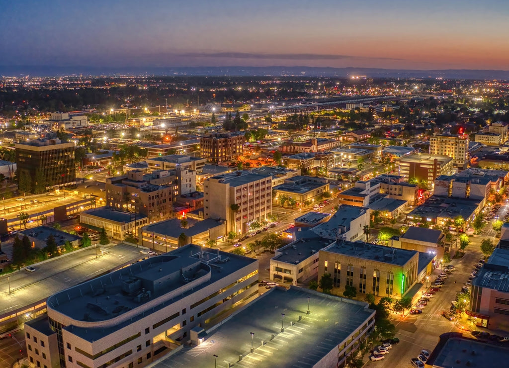 Aerial View of Downtown Bakersfield, California Skyline