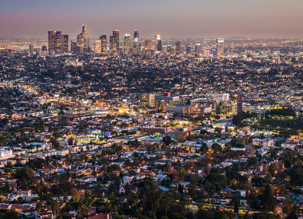 Downtown Los Angeles from Griffith Observatory at sunset