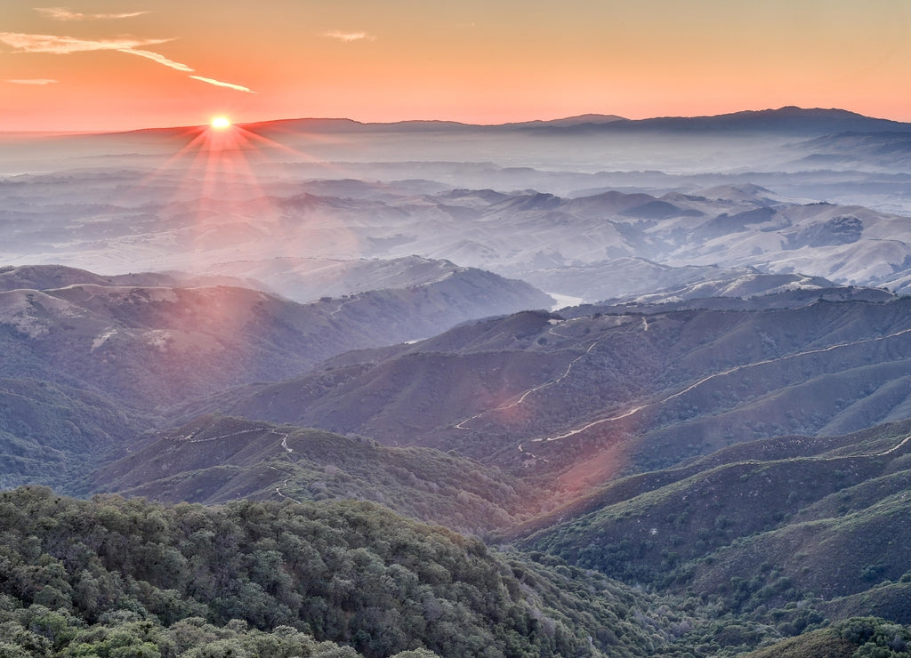 Sunset over Fremont Peak State Park. San Benito County and Monterey County, California, USA