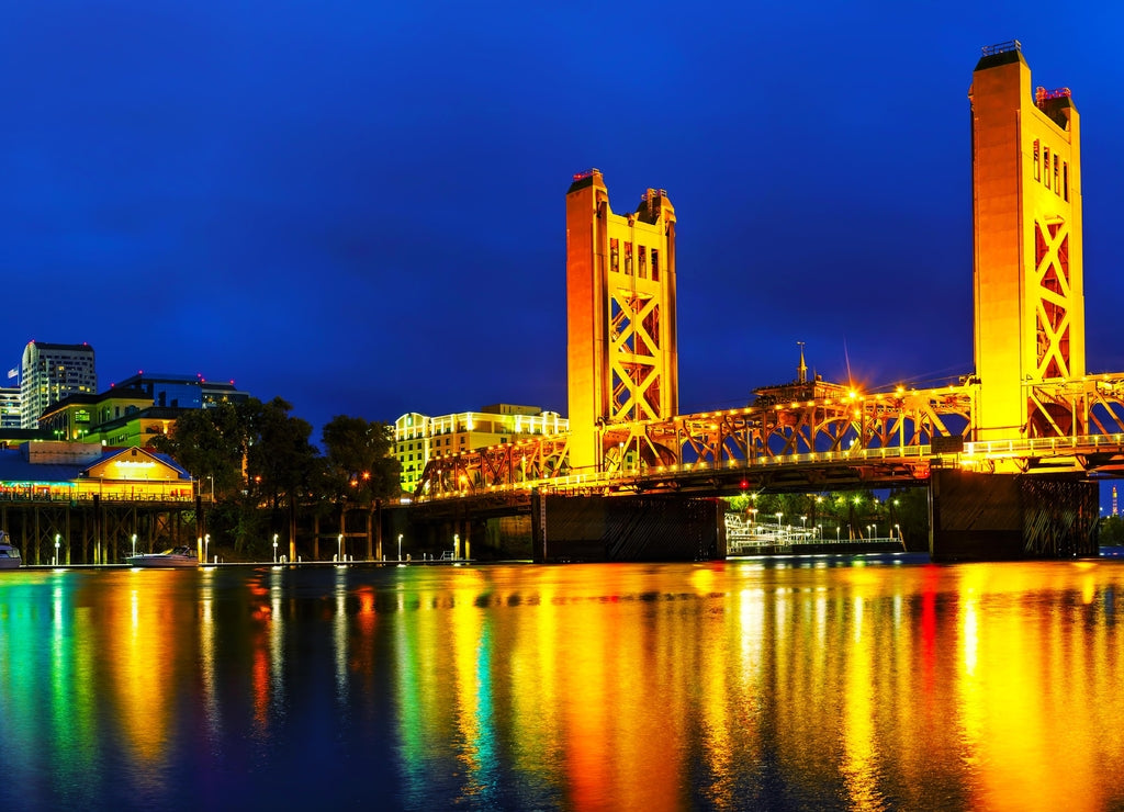 Panorama of Golden Gates drawbridge in Sacramento