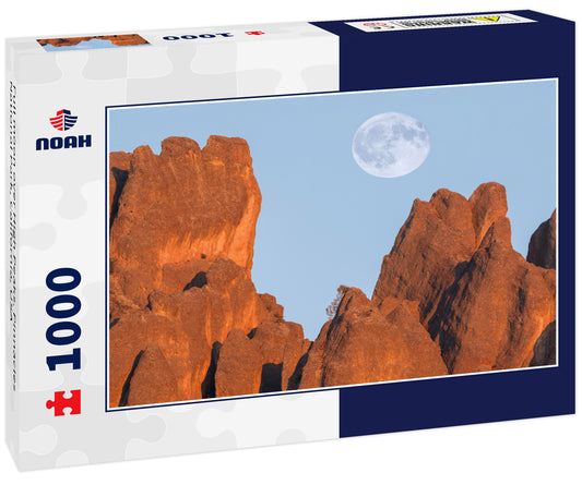 Full moon over High Peaks. Pinnacles National Park, California, USA